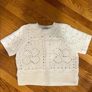 Chic White Crochet Knit Sweater